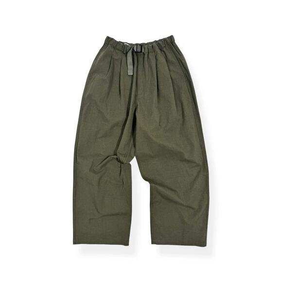 Kappy Two Tuck Wide Pants Mens One Size Khaki Green Belted Utility Gorpcore - Picture 1 of 12